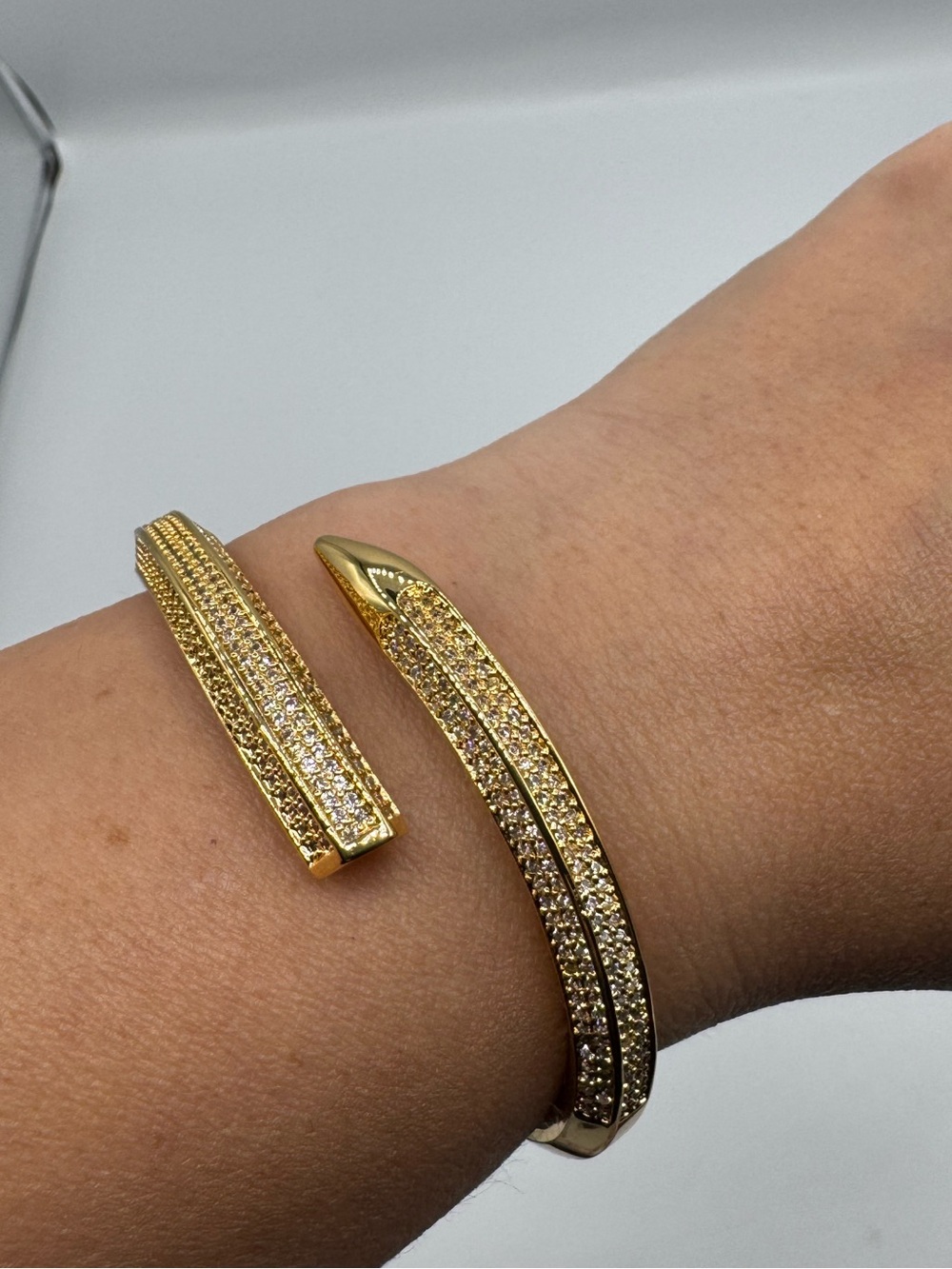 Gold Pave Nail Bangle - Picture 12 of 12